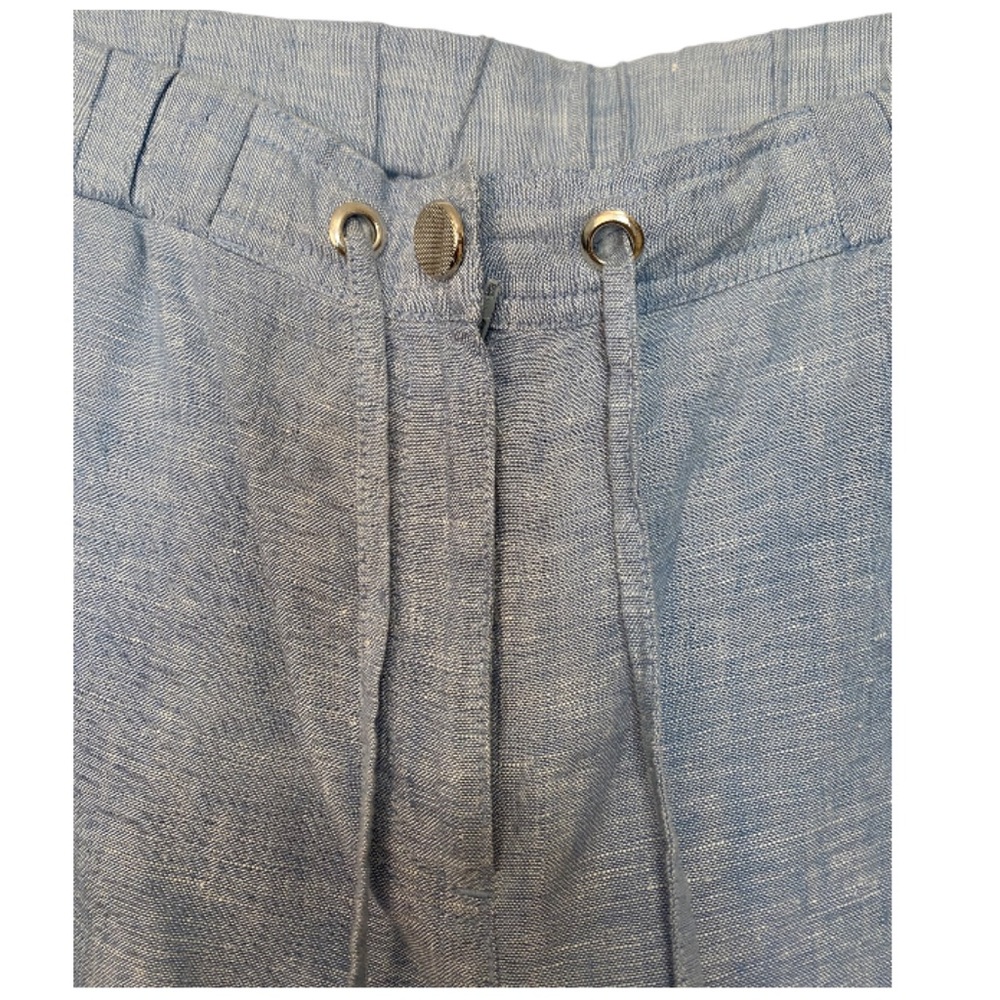 JM Collection Blue Wash Intrepid Linen Wide Leg Pants - Picture 5 of 7